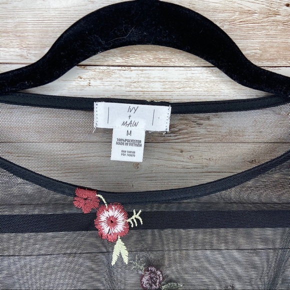 Ivy + Main Black Floral Sheer Top - Picture 3 of 4